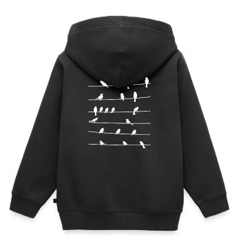 troupeau oiseaux d'oiseaux oiseau amant cadeau - Sweat Premium à capuche enfant bio - noir - Dos - AI Model Kid Male (0cm)