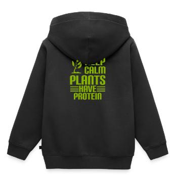 GARDEZ LE CALME - Les plantes ont PROTÉINES - Vegan - Sweat Premium à capuche enfant bio - noir - Dos - AI Model Kid Male (0cm)