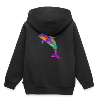 poisson mammifère aquatique cadeau Dolphin - Sweat Premium à capuche enfant bio - noir - Dos - AI Model Kid Male (0cm)