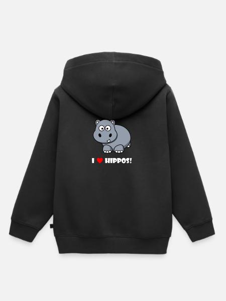 I LOVE HIPPOS #1 - Kinder Premium Organic Hoodie - Schwarz