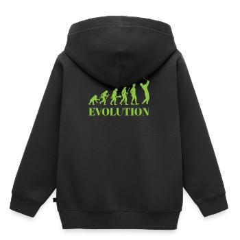 Evolution - Golf - Humour - Divertissement - Cadeau - Sweat Premium à capuche enfant bio - noir - Dos - AI Model Kid Male (0cm)
