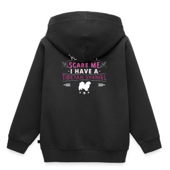 Épagneul tibétain peur épagneul tibétain - Sweat Premium à capuche enfant bio - noir - Dos - AI Model Kid Male (0cm)