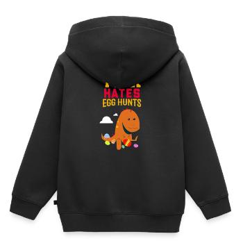 Funny Dinosaur Hates Easter Eggs Gift - Kinder Premium Organic Hoodie - Schwarz - Hinten - AI Model Kid Male (0cm)