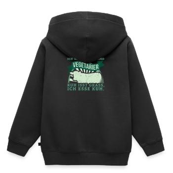 Second Hand Vegetarier - Kinder Premium Organic Hoodie - Schwarz - Hinten - AI Model Kid Male (0cm)