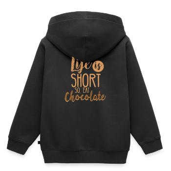 Life is short - so, eat chocolate - Kids Premium Organic Hoodie - black - Back - AI Model Kid Male (0cm)