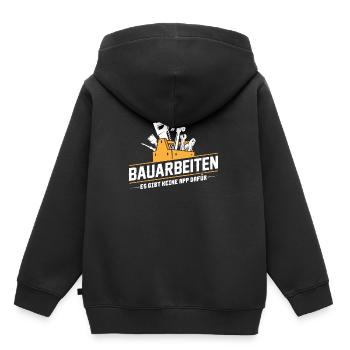 Bauarbeiter · Baustelle · Bagger · Bauarbeiten - Kinder Premium Organic Hoodie - Schwarz - Hinten - AI Model Kid Male (0cm)