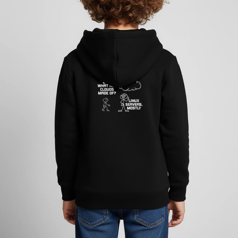 Serveurs Linux Computer Cloud Sweat Premium à capuche enfant bio