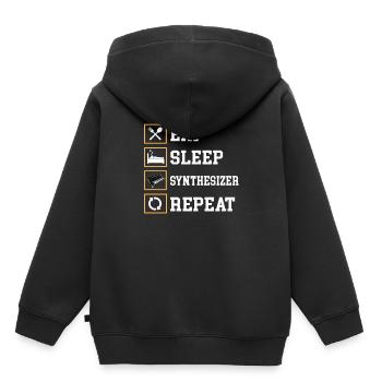 Synthesizer Musik - Kinder Premium Organic Hoodie - Schwarz - Hinten - AI Model Kid Male (0cm)