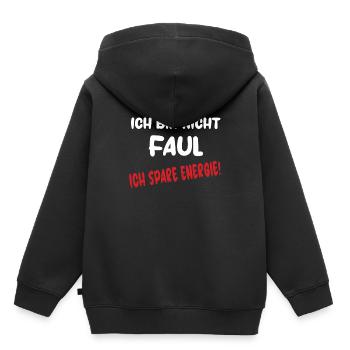 Ich bin nicht faul - Kinder Premium Organic Hoodie - Schwarz - Hinten - AI Model Kid Male (0cm)