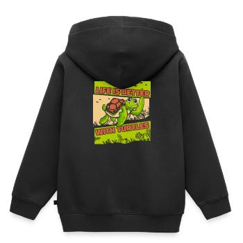 La vie est meilleure avec les tortues tortues aquatiques - Sweat Premium à capuche enfant bio - noir - Dos - AI Model Kid Male (0cm)