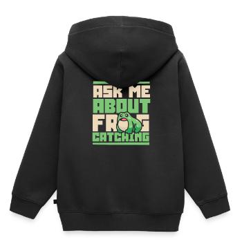 Ask Me About Frog Catching Tadpole Toad - Kids Premium Organic Hoodie - black - Back - AI Model Kid Male (0cm)