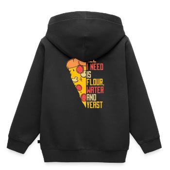 Tout ce dont j’ai besoin est de l’eau de farine et du plateau à pizza à la levure - Sweat Premium à capuche enfant bio - noir - Dos - AI Model Kid Male (0cm)