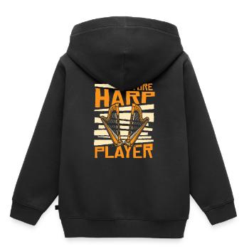 Futur joueur de harpe Harpe Musique Harpe Harpe Harpe Joueur de harpe - Sweat Premium à capuche enfant bio - noir - Dos - AI Model Kid Male (0cm)