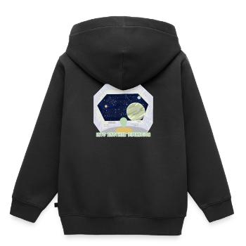 Dans une autre dimension extraterrestre OVNI - Sweat Premium à capuche enfant bio - noir - Dos - AI Model Kid Male (0cm)