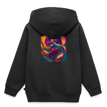 Gymnastique Aérien Yoga Acrobate Danseur Aérien - Sweat Premium à capuche enfant bio - noir - Dos - AI Model Kid Male (0cm)