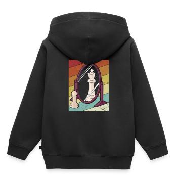 Joueur rétro Grand maître Reine Échecs professionnels - Sweat Premium à capuche enfant bio - noir - Dos - AI Model Kid Male (0cm)