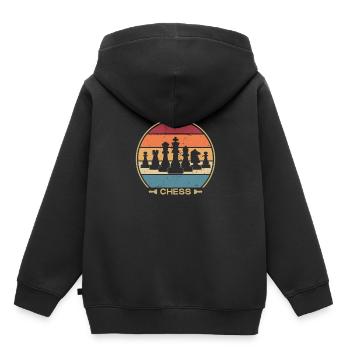 Retro Queen Player Grand maître professionnel des échecs - Sweat Premium à capuche enfant bio - noir - Dos - AI Model Kid Male (0cm)