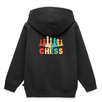 Joueur rétro Grand maître Reine Échecs professionnels - Sweat Premium à capuche enfant bio - noir - Dos - AI Model Kid Male (0cm)