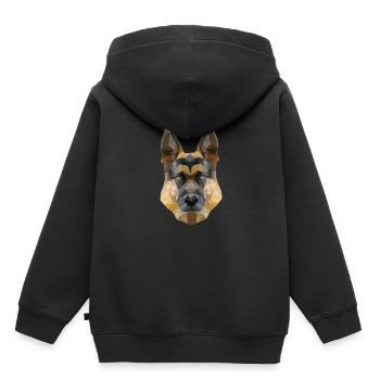 Polygon Hund Vierbeiner Wauwau Deutscher - Kinder Premium Organic Hoodie - Schwarz - Hinten - AI Model Kid Male (0cm)