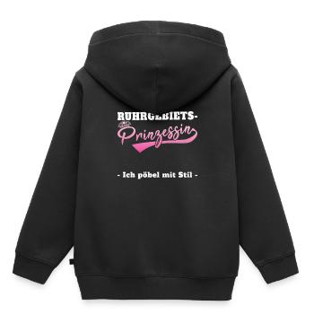 Ruhrgebiets Prinzessin - Kinder Premium Organic Hoodie - Schwarz - Hinten - AI Model Kid Male (0cm)