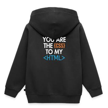 Vous êtes le CSS de mon HTML Developer Coder - Sweat Premium à capuche enfant bio - noir - Dos - AI Model Kid Male (0cm)