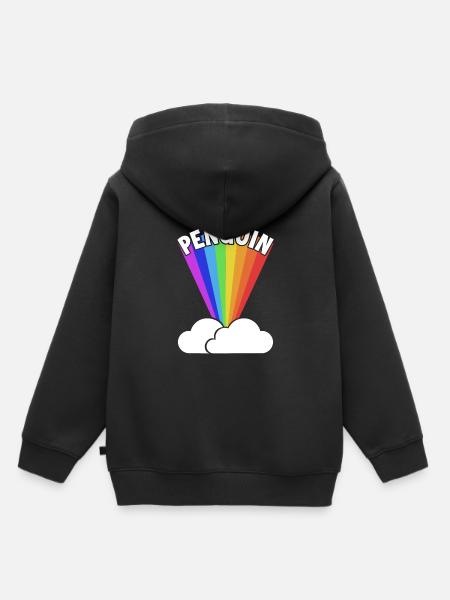 Penguin Rainbow Kaiserpinguin Seevogel - Kinder Premium Organic Hoodie - Schwarz