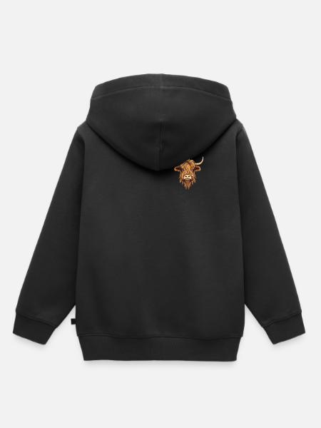 Highland Cattle Logo Emblem Highland Cow Highland - Kinder Premium Organic Hoodie - Schwarz
