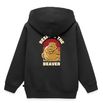 Respektieren Sie den Biber Eurasischer Castor canadensis - Kinder Premium Organic Hoodie - Schwarz - Hinten - AI Model Kid Male (0cm)