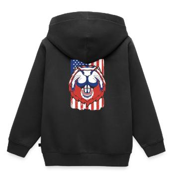 Biber Amerikanische Flagge Eurasischer Castor Canadensis - Kinder Premium Organic Hoodie - Schwarz - Hinten - AI Model Kid Male (0cm)