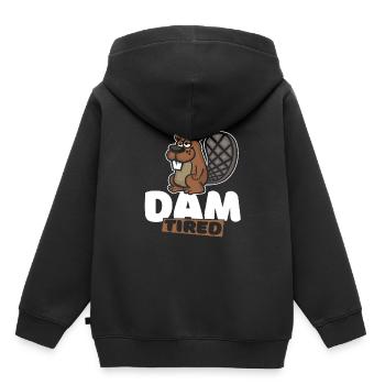 Mère Fatigué Ricin Eurasien d’Amérique du Nord - Sweat Premium à capuche enfant bio - noir - Dos - AI Model Kid Male (0cm)
