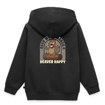 Gutes Holz macht einen Biber glücklich Eurasischer Biber - Kinder Premium Organic Hoodie - Schwarz - Hinten - AI Model Kid Male (0cm)