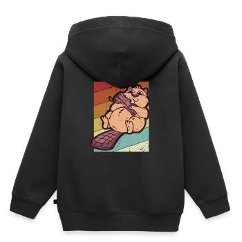 Retro Eurasischer Castor Canadensis Nordamerikanisch - Kinder Premium Organic Hoodie - Schwarz - Hinten - AI Model Kid Male (0cm)