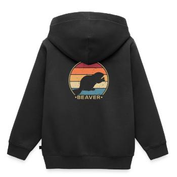 Retro Nordamerikanische Eurasische Castor Canadensis - Kinder Premium Organic Hoodie - Schwarz - Hinten - AI Model Kid Male (0cm)
