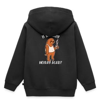 Is It Really Monday Again Brown-Throated Pilosa - Kids Premium Organic Hoodie - black - Back - AI Model Kid Male (0cm)