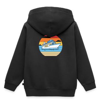 Retro Kreuzfahrtschiff Kreuzfahrt Besatzung Passagiere Kreuzfahrt - Kinder Premium Organic Hoodie - Schwarz - Hinten - AI Model Kid Male (0cm)