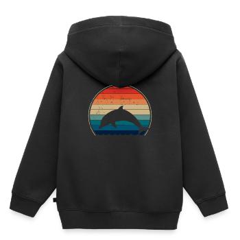 Delfin Delfine retro - Kinder Premium Organic Hoodie - Schwarz - Hinten - AI Model Kid Male (0cm)