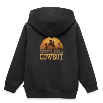 cow-boy - Sweat Premium à capuche enfant bio - noir - Dos - AI Model Kid Male (0cm)