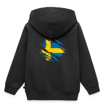 Drapeau suédois - Sweat Premium à capuche enfant bio - noir - Dos - AI Model Kid Male (0cm)