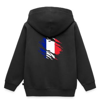Drapeau france - Sweat Premium à capuche enfant bio - noir - Dos - AI Model Kid Male (0cm)