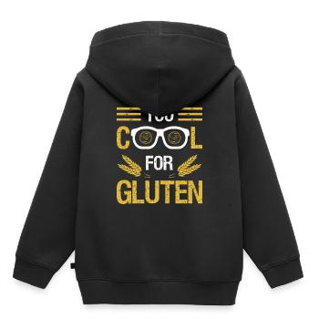 Cadeau sans gluten gluten coeliaque - Sweat Premium à capuche enfant bio - noir - Dos - AI Model Kid Male (0cm)