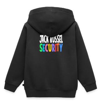 Chien de service de sécurité Jack Russel disant cadeau - Sweat Premium à capuche enfant bio - noir - Dos - AI Model Kid Male (0cm)