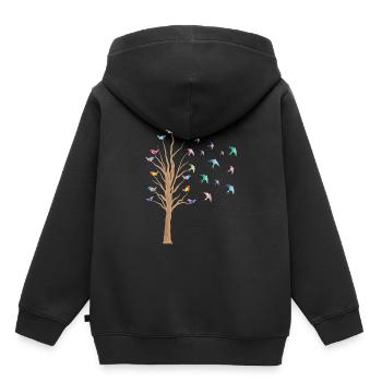 oiseau arbre oiseaux Observer l’essaim d’oiseau Cadeau - Sweat Premium à capuche enfant bio - noir - Dos - AI Model Kid Male (0cm)