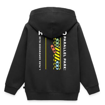 Auto stationnement Auto-école - Sweat Premium à capuche enfant bio - noir - Dos - AI Model Kid Male (0cm)