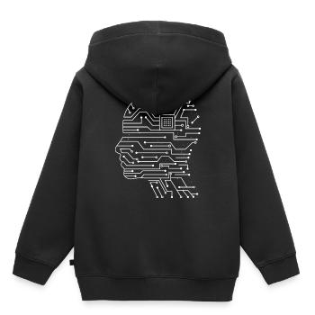 Circuit de puces à puces avec la conception tête de processeur - Sweat Premium à capuche enfant bio - noir - Dos - AI Model Kid Male (0cm)