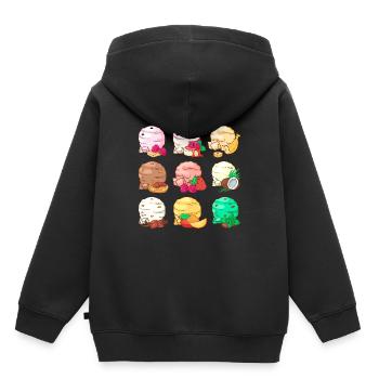 Crème glacée, crème glacée, crème glacée, crème glacée, boule, crème glacée, sundae - Sweat Premium à capuche enfant bio - noir - Dos - AI Model Kid Male (0cm)