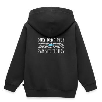 poissons morts nageant avec la constance du flux - Sweat Premium à capuche enfant bio - noir - Dos - AI Model Kid Male (0cm)