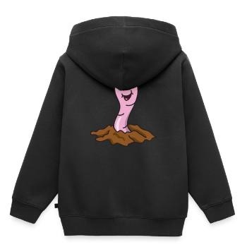 Regenwurm - Kinder Premium Organic Hoodie - Schwarz - Hinten - AI Model Kid Male (0cm)