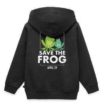Sauve le monde de grenouilles jour - Sweat Premium à capuche enfant bio - noir - Dos - AI Model Kid Male (0cm)