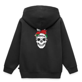 Nationalité Drapeau national Drapeau Tête de mort - Sweat Premium à capuche enfant bio - noir - Dos - AI Model Kid Male (0cm)