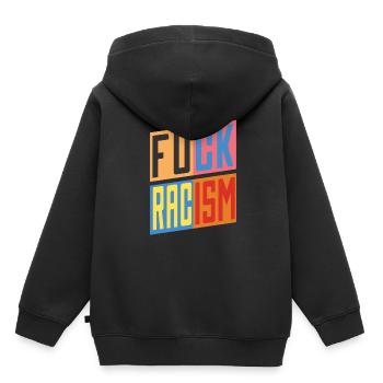 Anti Rassismus - Kinder Premium Organic Hoodie - Schwarz - Hinten - AI Model Kid Male (0cm)